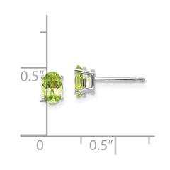 14K White Gold 6x4 Oval August Peridot Post Earrings