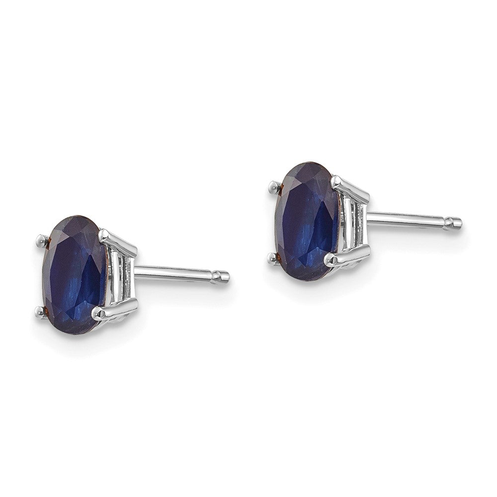 14K White Gold 6x4mm Sapphire Earrings