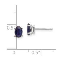 14K White Gold 6x4mm Sapphire Earrings