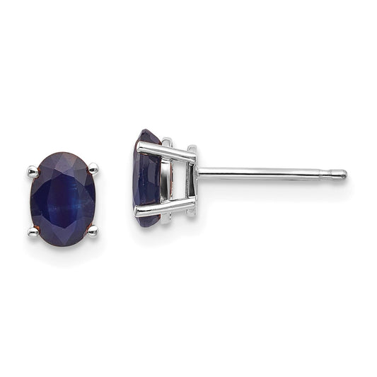 14K White Gold 6x4mm Sapphire Earrings