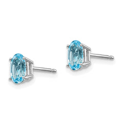 14K White Gold 6x4mm December Blue Topaz Post Earrings