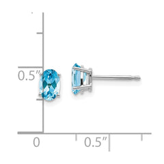 14K White Gold 6x4mm December Blue Topaz Post Earrings