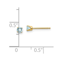 14K Yellow Gold 3mm March Aquamarine Post Earrings