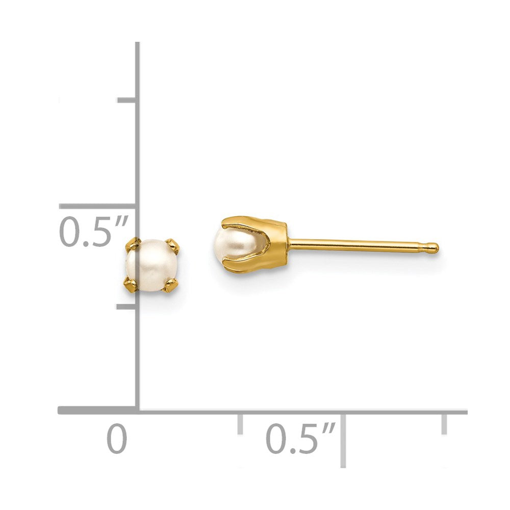 14K Yellow Gold 3mm June FWC Pearl Post Earrings