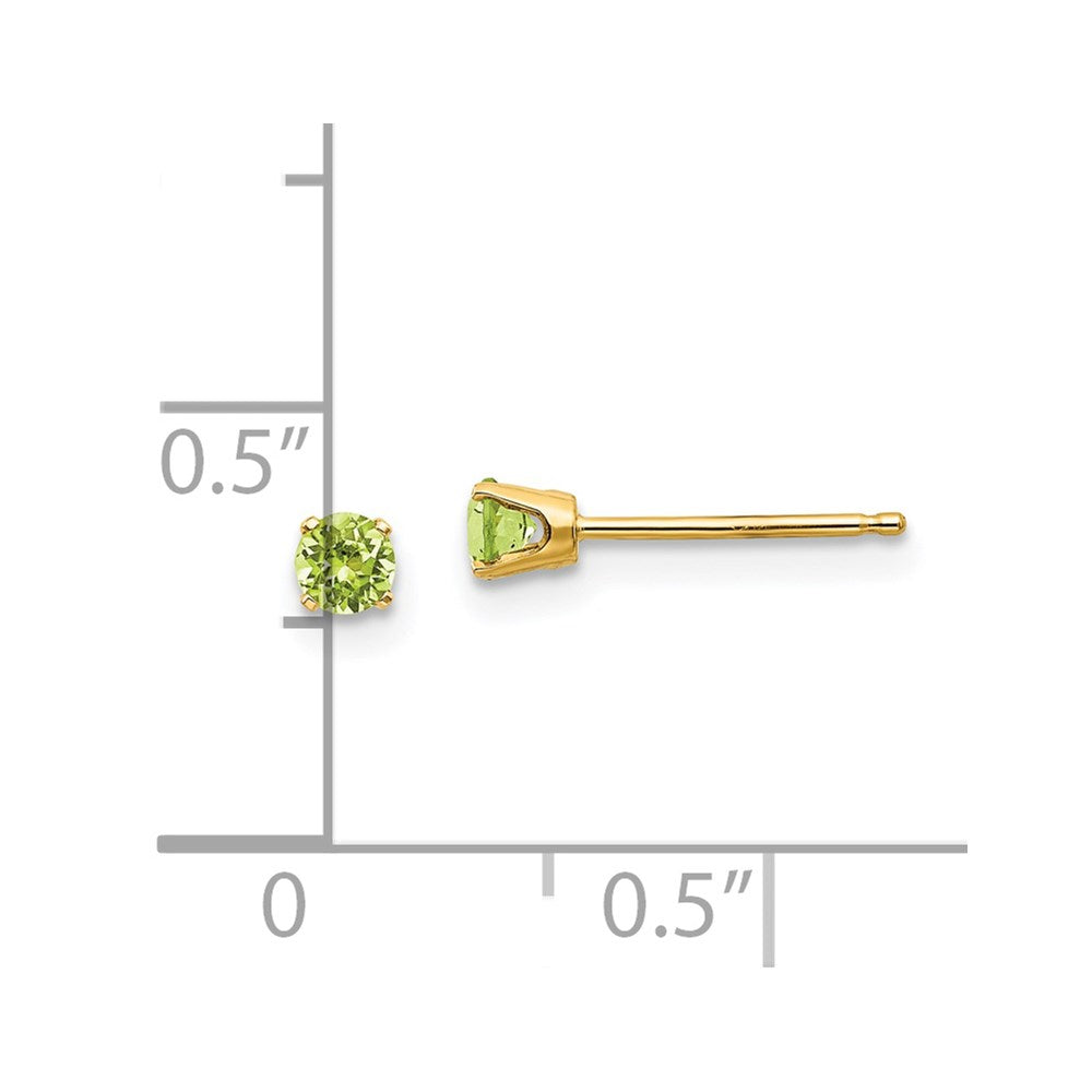 14K Yellow Gold 3mm August Peridot Post Earrings