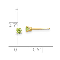 14K Yellow Gold 3mm August Peridot Post Earrings