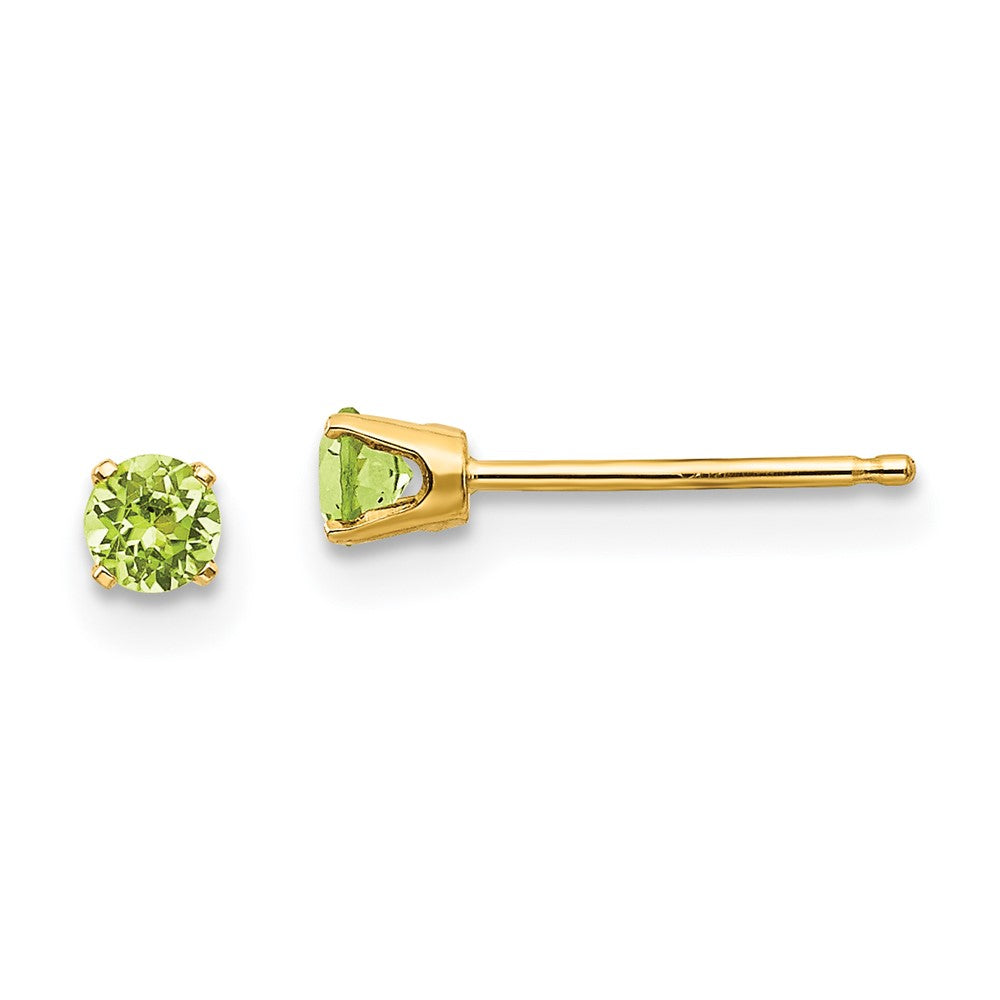 14K Yellow Gold 3mm August Peridot Post Earrings