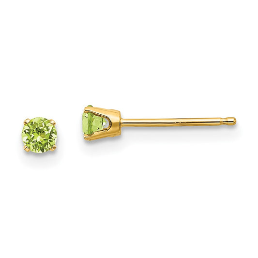 14K Yellow Gold 3mm August Peridot Post Earrings