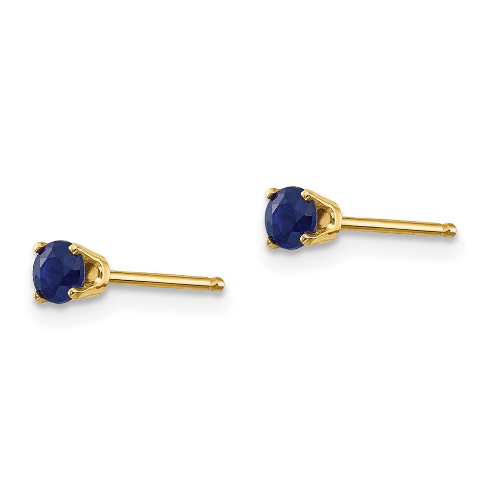 14K Yellow Gold 3mm September Sapphire Post Earrings