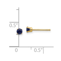 14K Yellow Gold 3mm September Sapphire Post Earrings