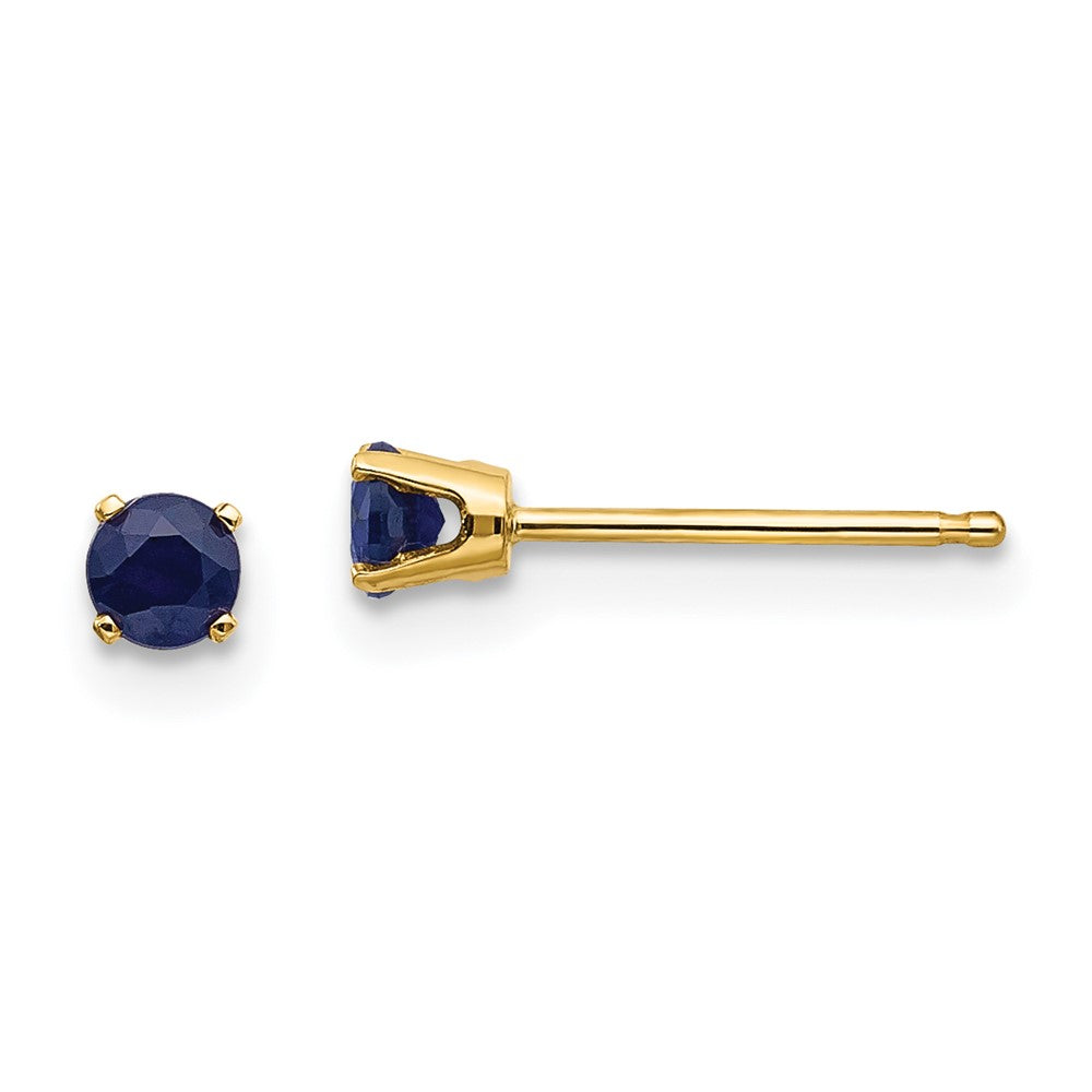 14K Yellow Gold 3mm September Sapphire Post Earrings