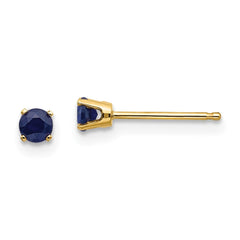 14K Yellow Gold 3mm September Sapphire Post Earrings
