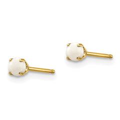 14K Yellow Gold 3mm October Opal Post Earrings