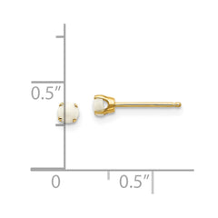14K Yellow Gold 3mm October Opal Post Earrings