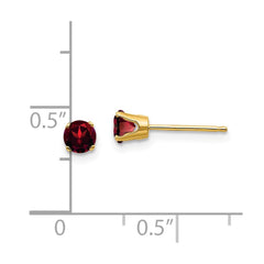 14K Yellow Gold 4mm Round January Garnet Post Earrings