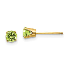 14K Yellow Gold 4mm August Peridot Post Earrings