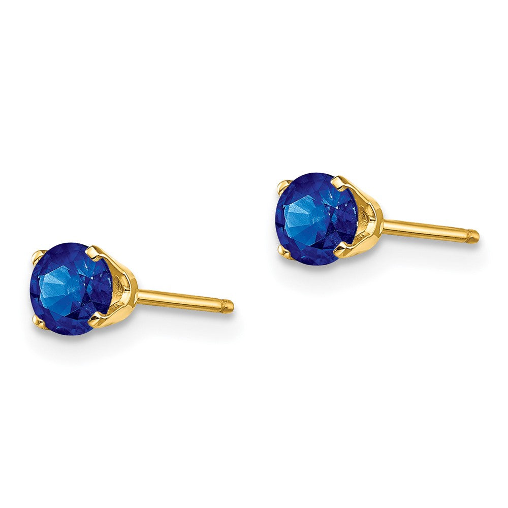 14K Yellow Gold 4mm September Sapphire Post Earrings