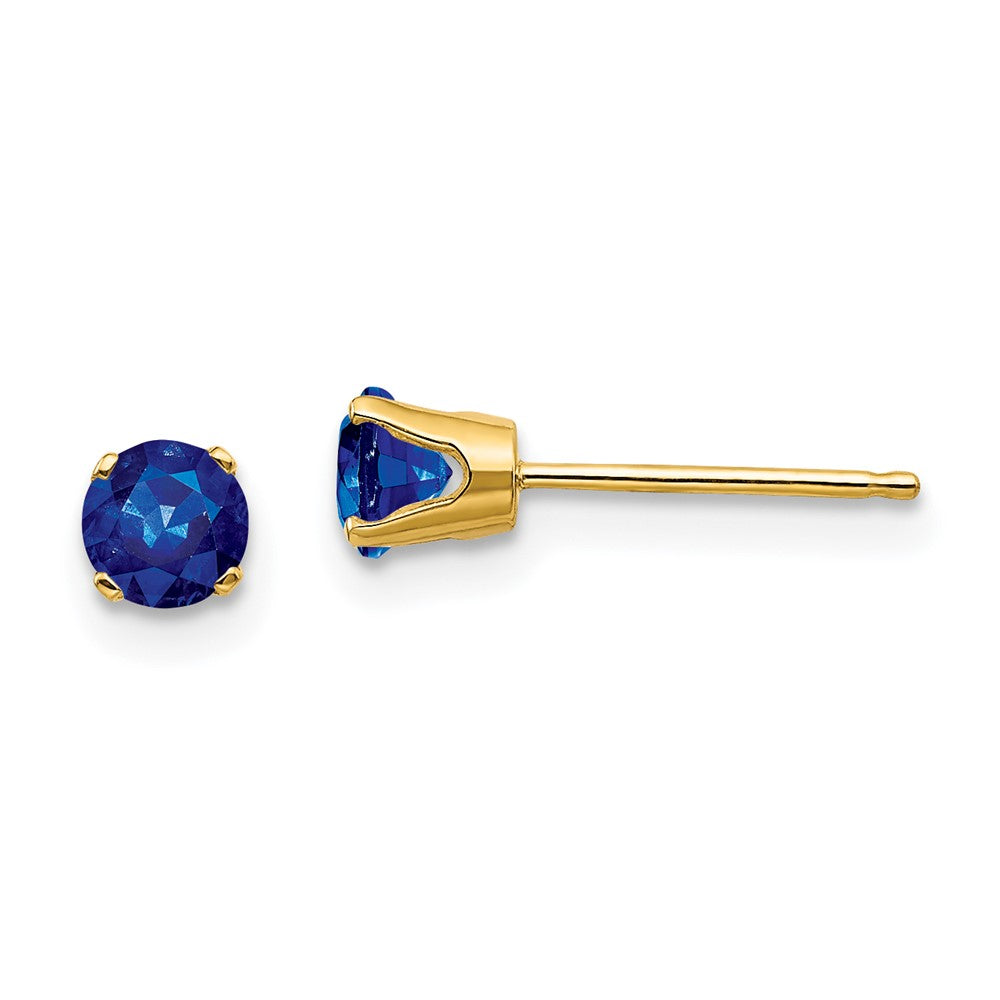 14K Yellow Gold 4mm September Sapphire Post Earrings