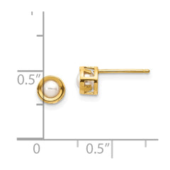14K Yellow Gold 4mm Bezel June FWC Pearl Post Earrings