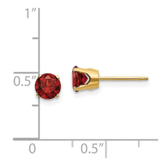 14K Yellow Gold 5mm January Garnet Stud Earrings
