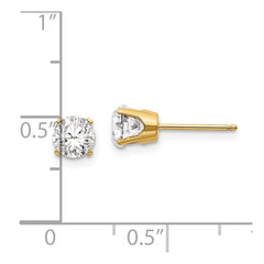 14K Yellow Gold 5mm White Topaz Earrings - April