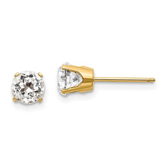 14K Yellow Gold 5mm White Topaz Earrings - April