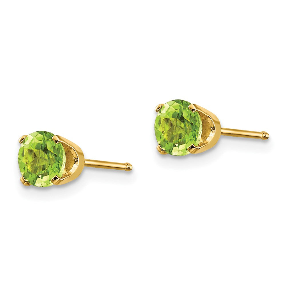 14K Yellow Gold 5mm August Peridot Stud Earrings