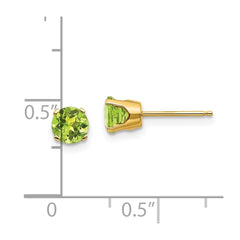 14K Yellow Gold 5mm August Peridot Stud Earrings
