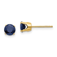 14K Yellow Gold 5mm September Natural Sapphire Stud Earrings
