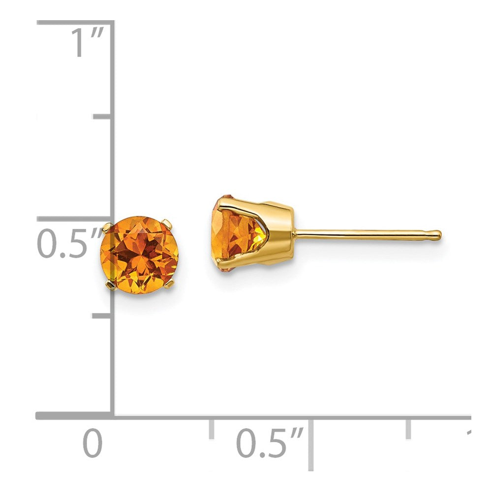 14K Yellow Gold 5mm November Citrine Stud Earrings