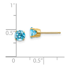 14K Yellow Gold 5mm December Blue Topaz Stud Earrings