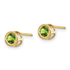 14K Yellow Gold 4mm August Peridot Post Earrings