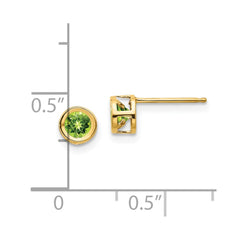 14K Yellow Gold 4mm August Peridot Post Earrings