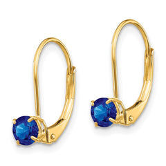 14K Yellow Gold 4mm Round September Sapphire Leverback Earrings