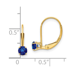 14K Yellow Gold 4mm Round September Sapphire Leverback Earrings
