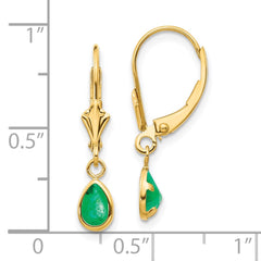 14K Yellow Gold 6x4mm Emerald May Earrings