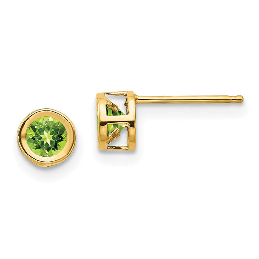 14K Yellow Gold 4mm August Peridot Post Earrings