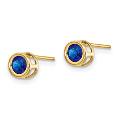 14K Yellow Gold 4mm September Sapphire Stud Earrings