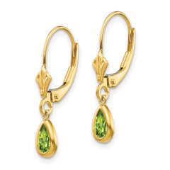 14K Yellow Gold 6x4mm August Peridot Earrings