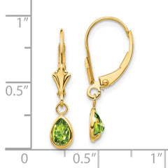 14K Yellow Gold 6x4mm August Peridot Earrings