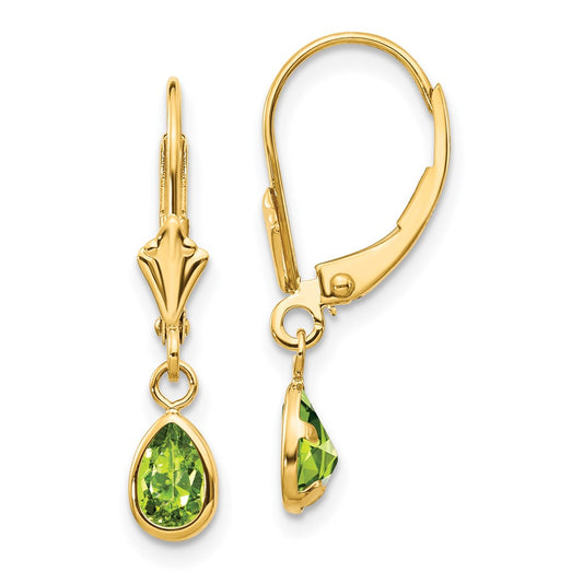 14K Yellow Gold 6x4mm August Peridot Earrings