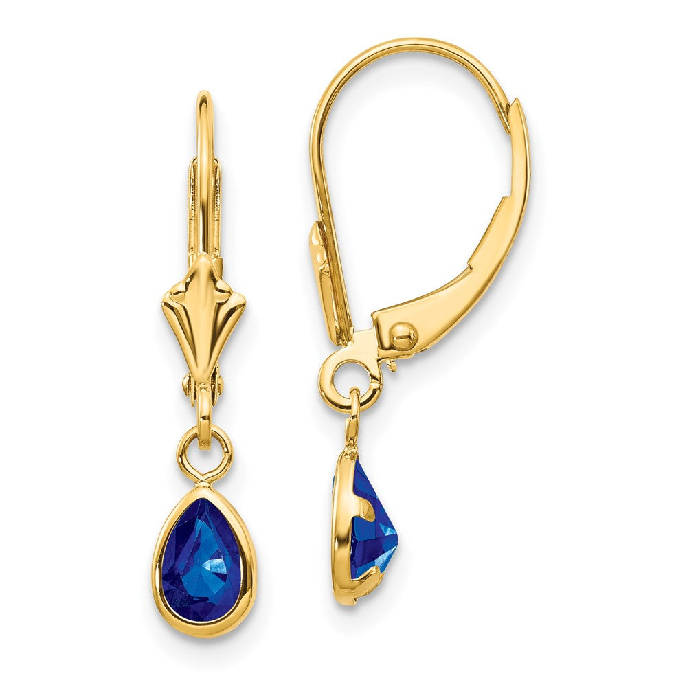 14K Yellow Gold 6x4mm September Sapphire Earrings