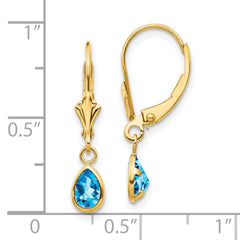 14K Yellow Gold 6x4mm December Blue Topaz Earrings