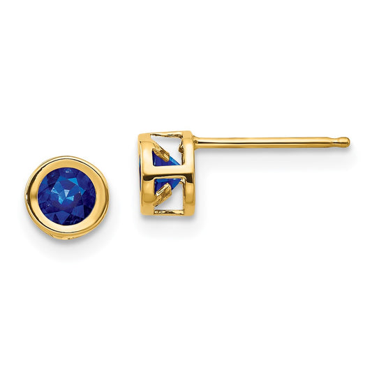 14K Yellow Gold 4mm September Sapphire Stud Earrings