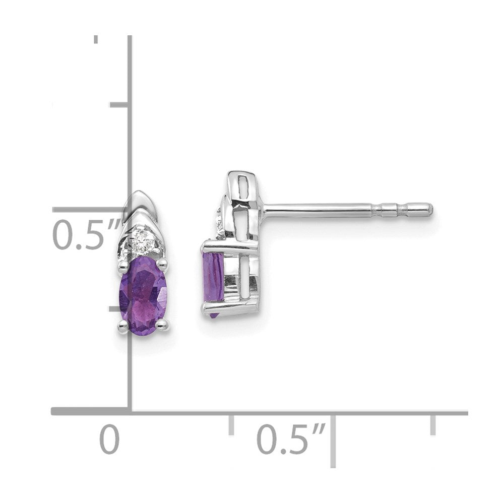 14K White Gold Amethyst and Diamond Post Earrings