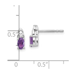 14K White Gold Amethyst and Diamond Post Earrings