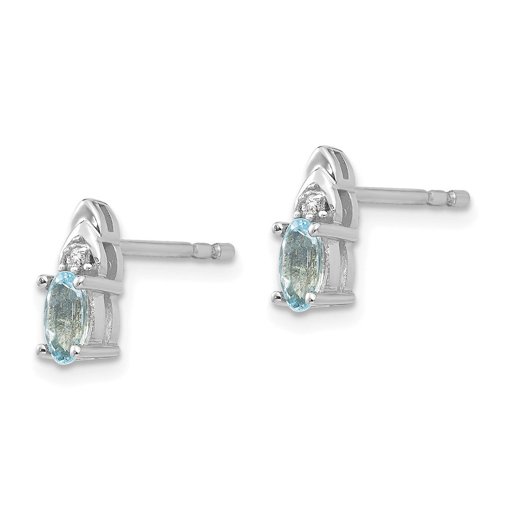 14K White Gold Aquamarine and Diamond Post Earrings