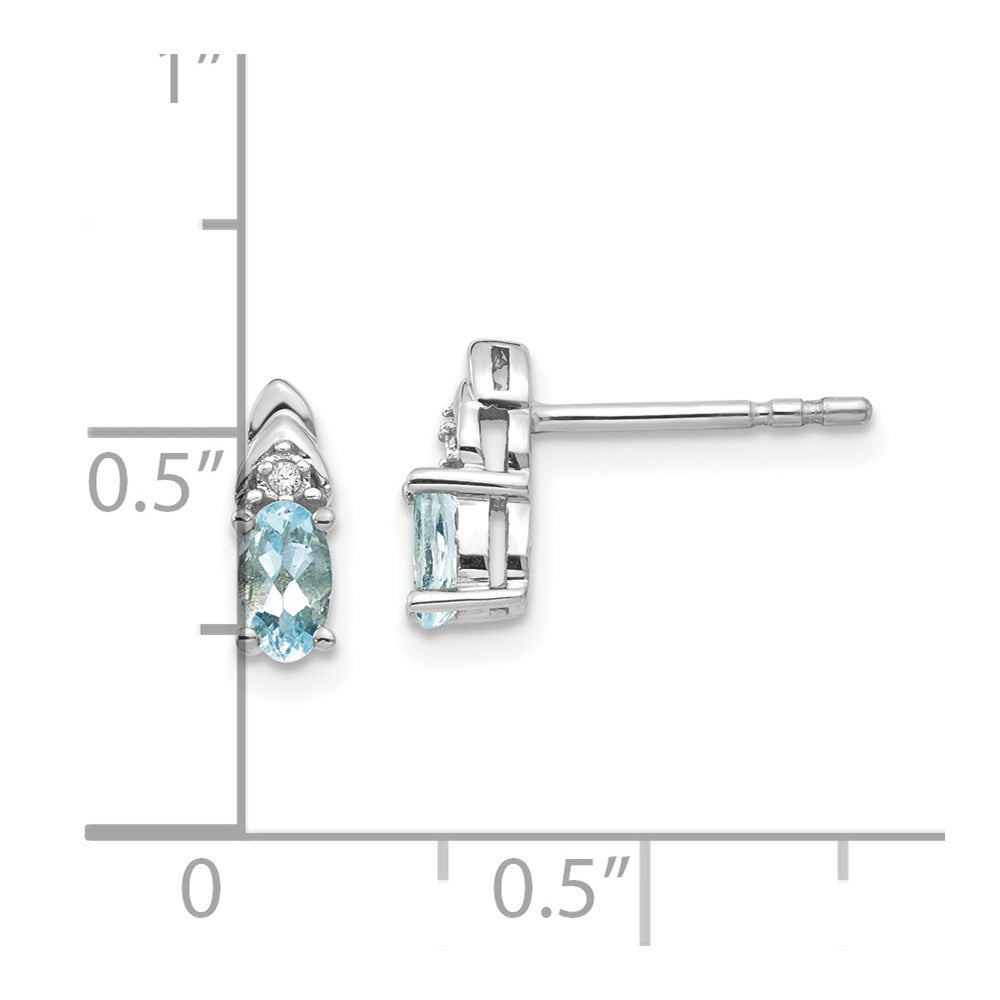 14K White Gold Aquamarine and Diamond Post Earrings