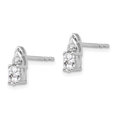 14K White Gold White Topaz and Diamond Post Earrings