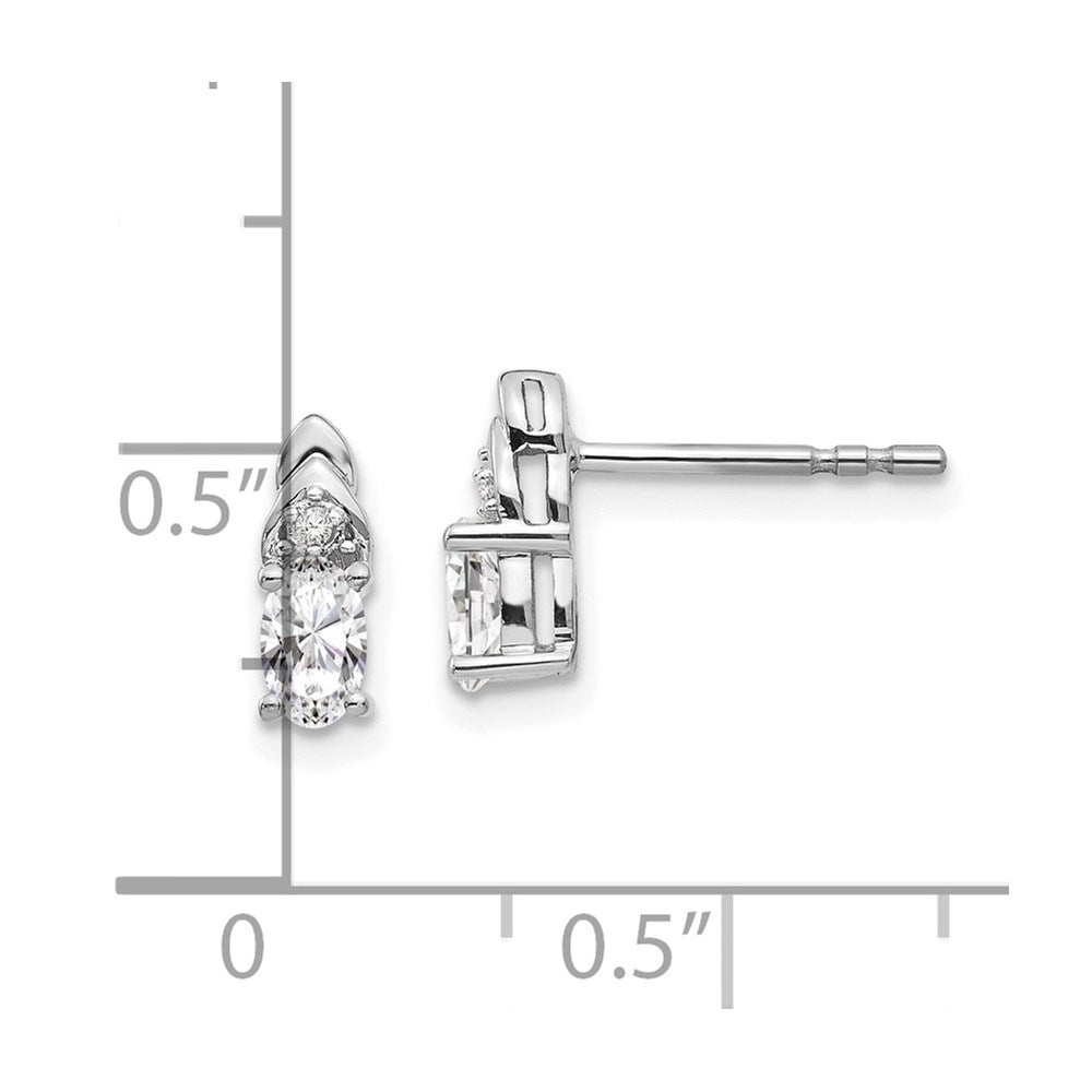14K White Gold White Topaz and Diamond Post Earrings
